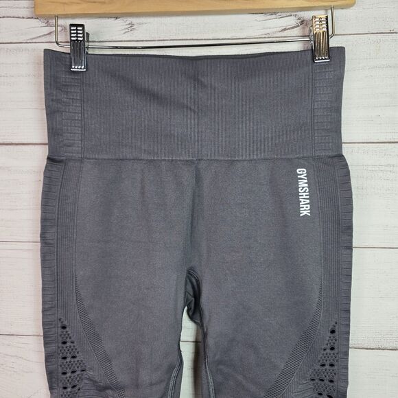 Gymshark Gray High Rise Seamless Energy Mosh Perforated Leggings Women’s Size M - Picture 2 of 7